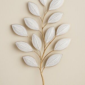 Gold and White Leaf Wall Art